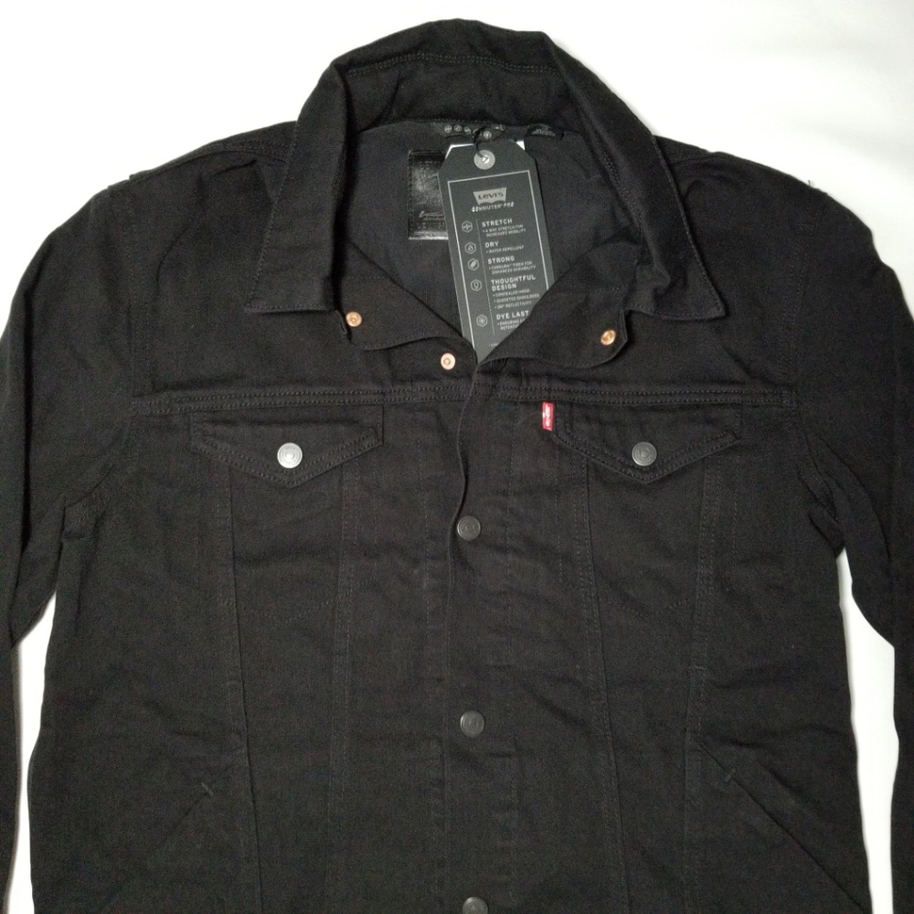 Levi's Commuter Pro Denim Jacket Mens Medium Black - Picture 2 of 8